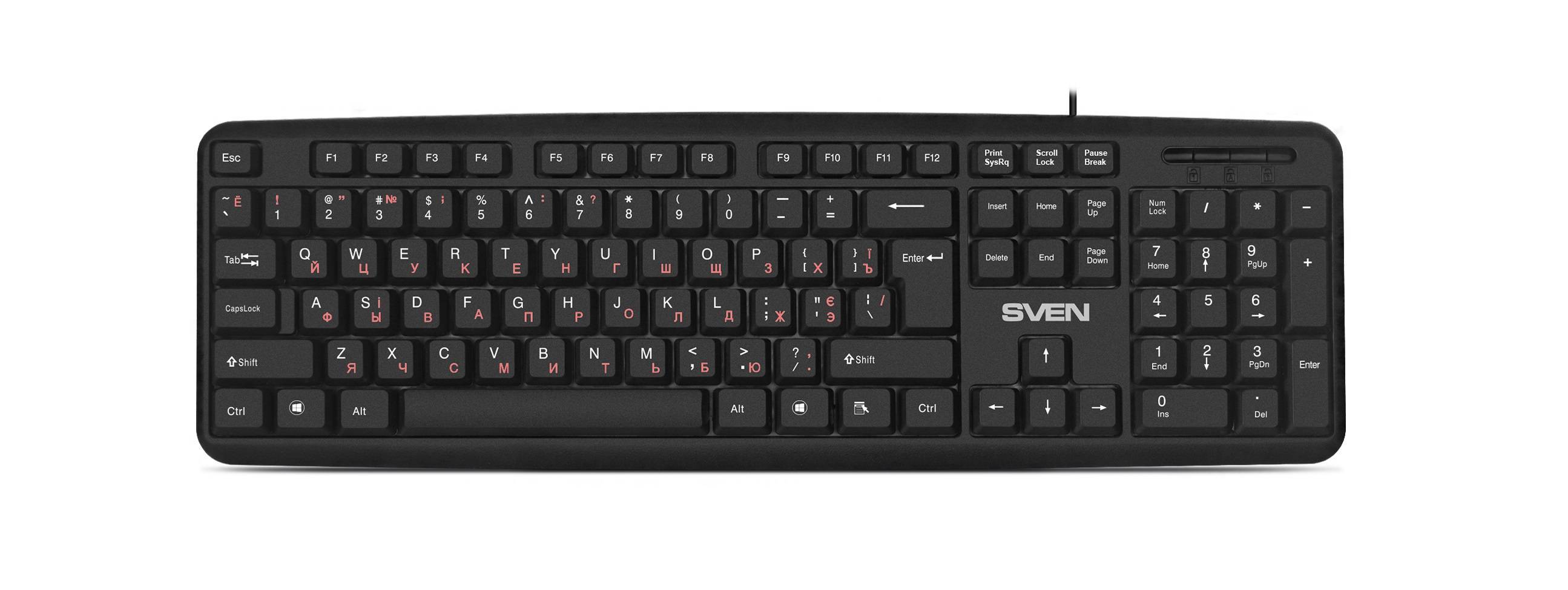 SVEN Клавиатура проводная KB-S230 чёрная (104кл, каб. 2м)