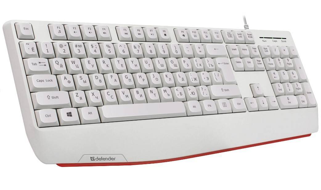 Defender Клавиатура проводная Atom HB-546 RU,белый,104+FN,1.8м