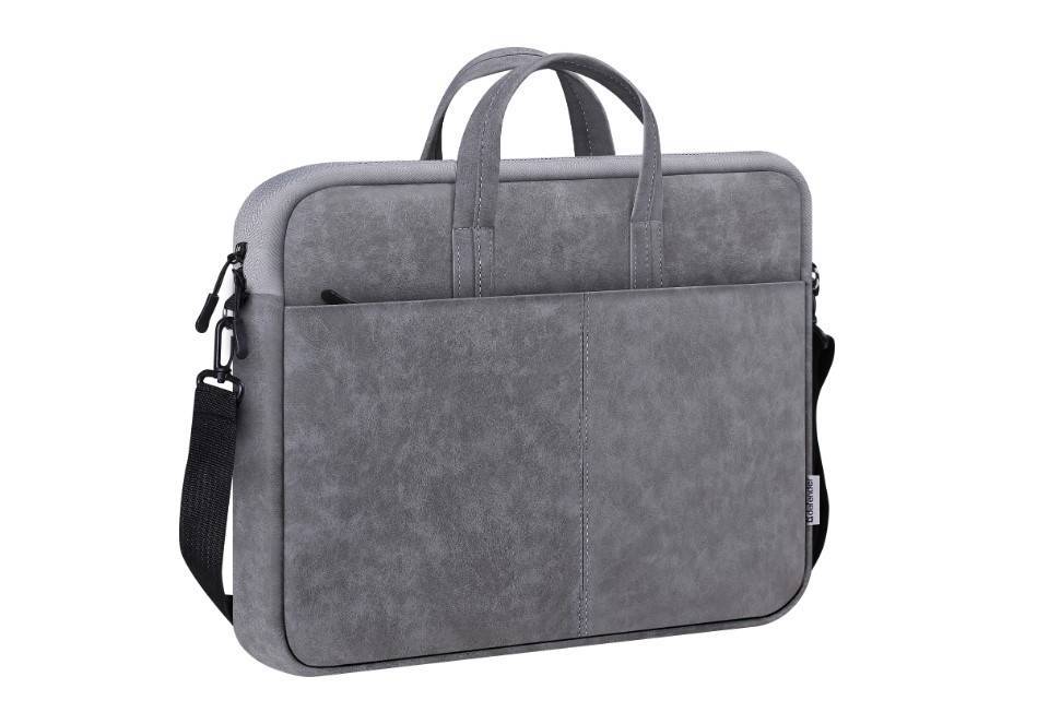Defender Сумка для ноутбука Solid  15.6" PU кожа, доп. карман, плечевой ремень, серый.