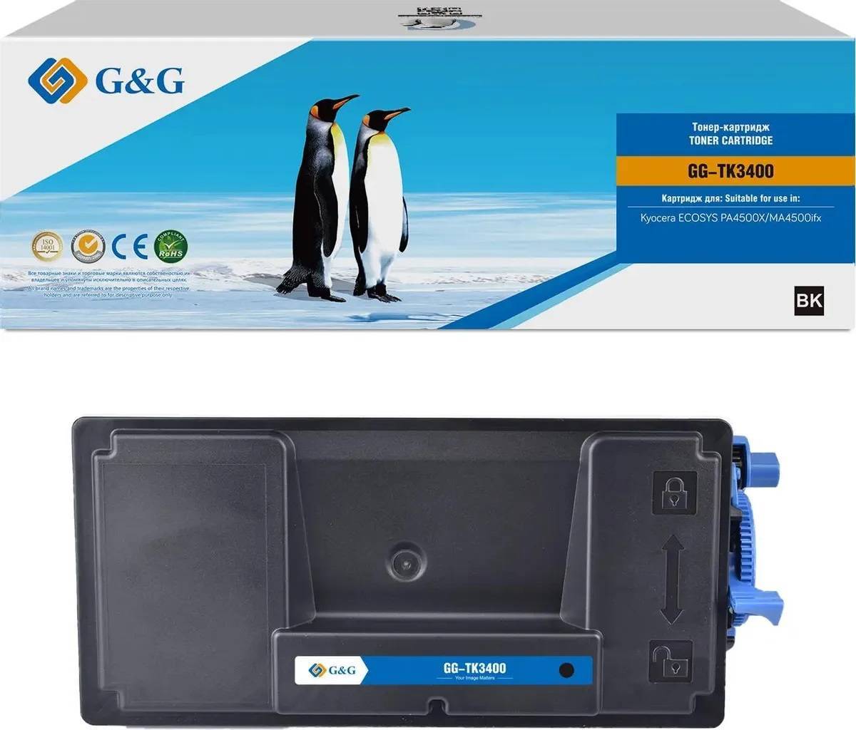 Тонер-картридж G&G, аналог Kyocera TK-3400 12.5k с чипом
