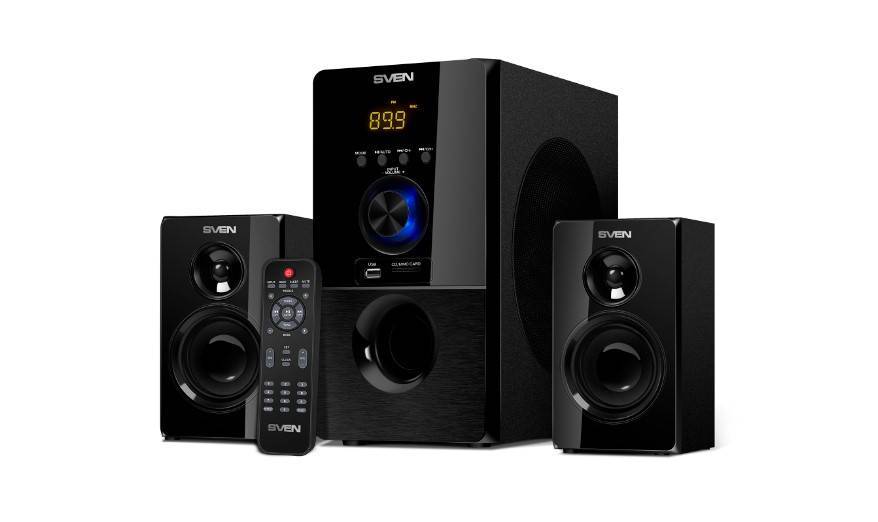 SVEN MS-2050, черный (55 Вт, Bluetooth, пульт, дисплей, FM, USB, SD)