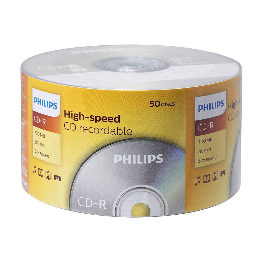 Диск CD-R Philips 700 Mb, 52х, Cake Box (50)