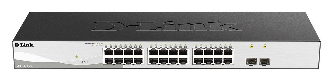 D-Link DGS-1210-26/F3A Настраиваемый L2 коммутатор с 24 портами 10/100/1000Base-T и 2 портами 1000Base-X SFP