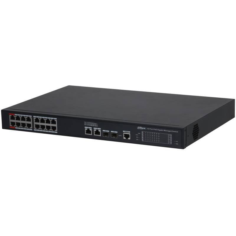 DAHUA DH-S4220-16GT-190 16-портовый гигабитный управляемый коммутатор с PoE, уровень L2, 16xRJ45 1Gb PoE, 2xRJ45 1Gb