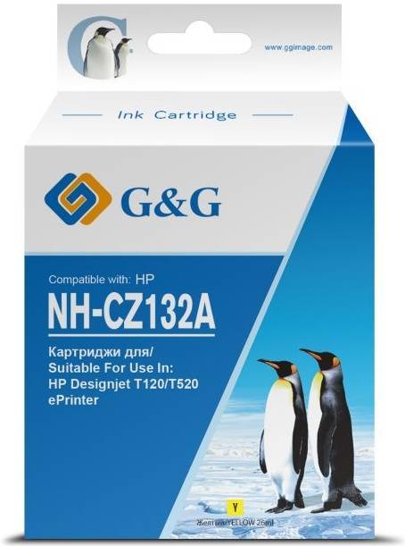 Картридж струйный G&G, аналог HP CZ132A желтый 26ml