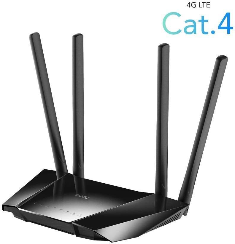 Cudy LT400 Wi-Fi 4G LTE Cat.4 роутер N300, 2,4 ГГц, до 300 Мбит/с, 3G, 4G, LAN 3x100 Мбит/с, WAN 1x100 Мбит/с, Nano-SIM