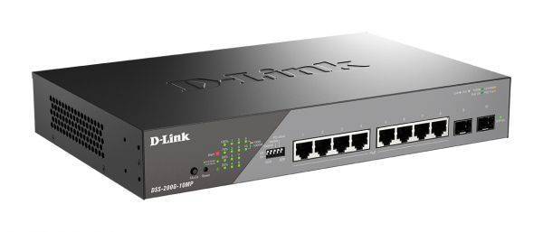 D-Link DSS-200G-10MP/A1A Настраиваемый L2 коммутатор с 8 портами 10/100/1000Base-T и 2 портами 1000Base-X SFP