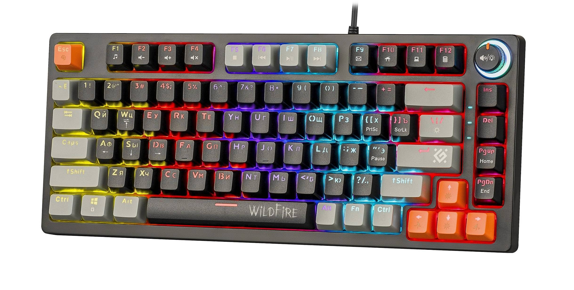 Defender Механическая клавиатура Wildfire GK-213 RU,чер/сер,82кн,TNT розов,1.5м