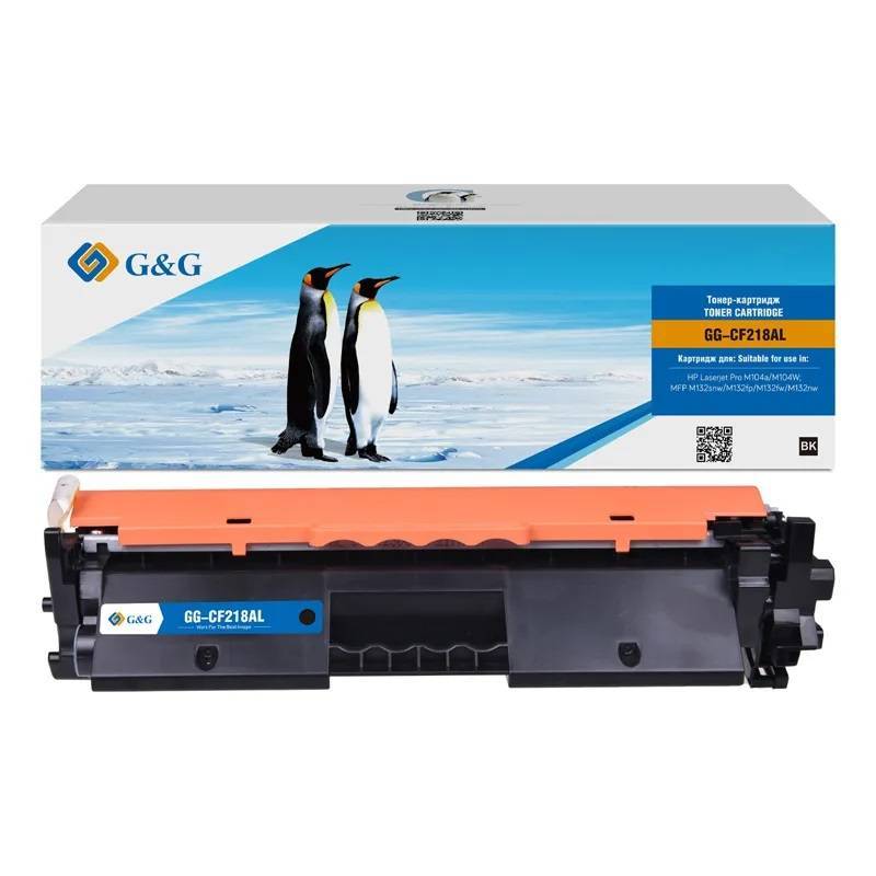 Картридж G&G, аналог HP CF218A (увеличенной емкости) черный 6k с чипом