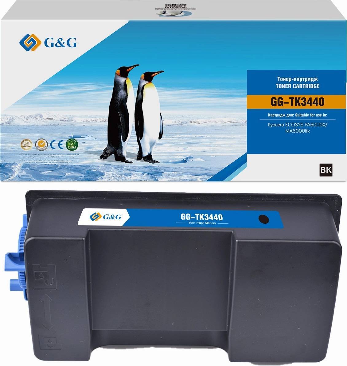 Тонер-картридж G&G, аналог Kyocera TK-3440 черный 40k с чипом