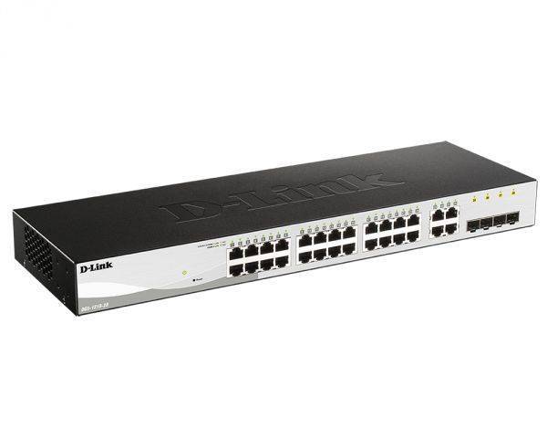 D-Link DGS-1210-28/F3A Настраиваемый L2 коммутатор с 24 портами 10/100/1000Base-T и 4 комбо-портами 100/1000Base-T/SFP