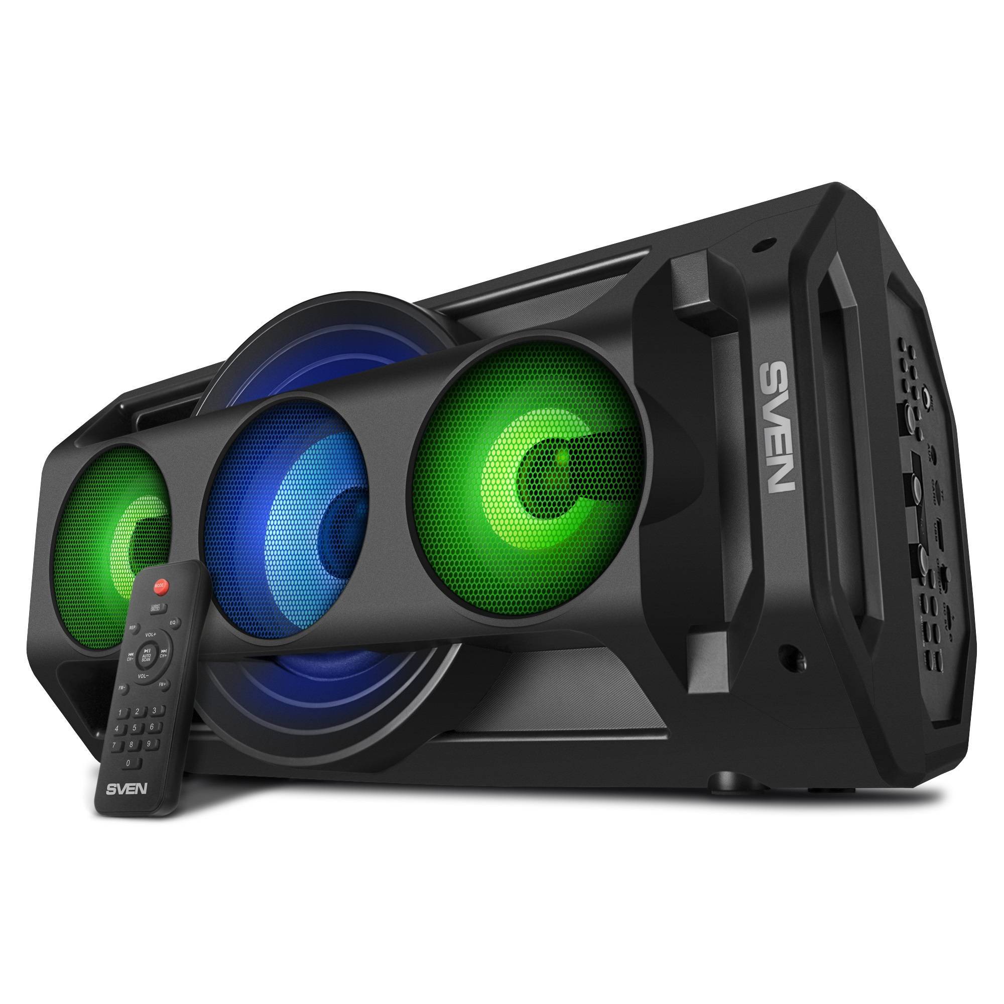 SVEN PS-680, черный (65 Вт, TWS, Bluetooth, FM, USB, microSD, LED-дисплей, пульт, 4400мА*ч)