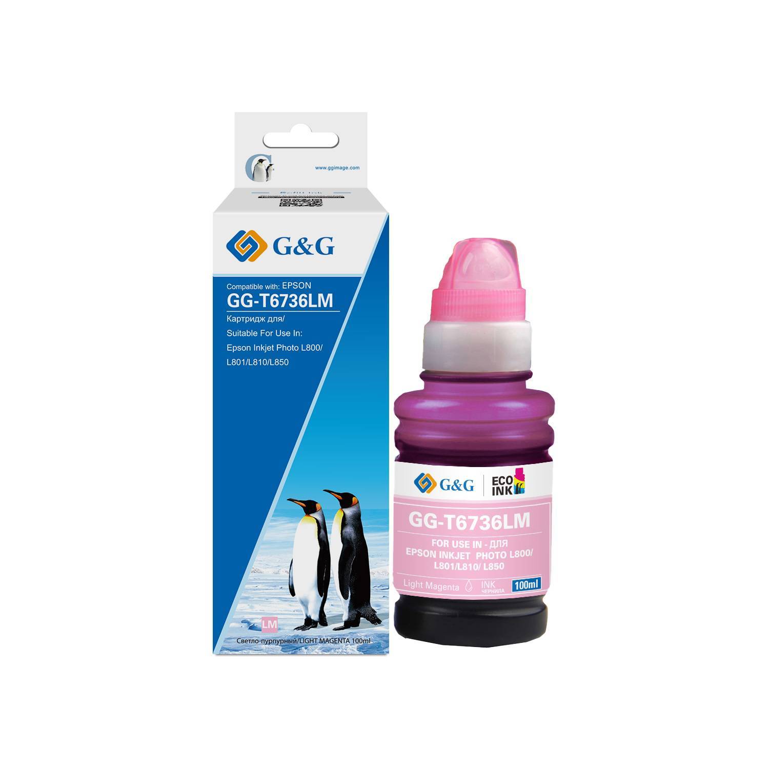 Чернила G&G, аналог Epson C13T67364A (T6736LM) светло-пурпурные 100 ml