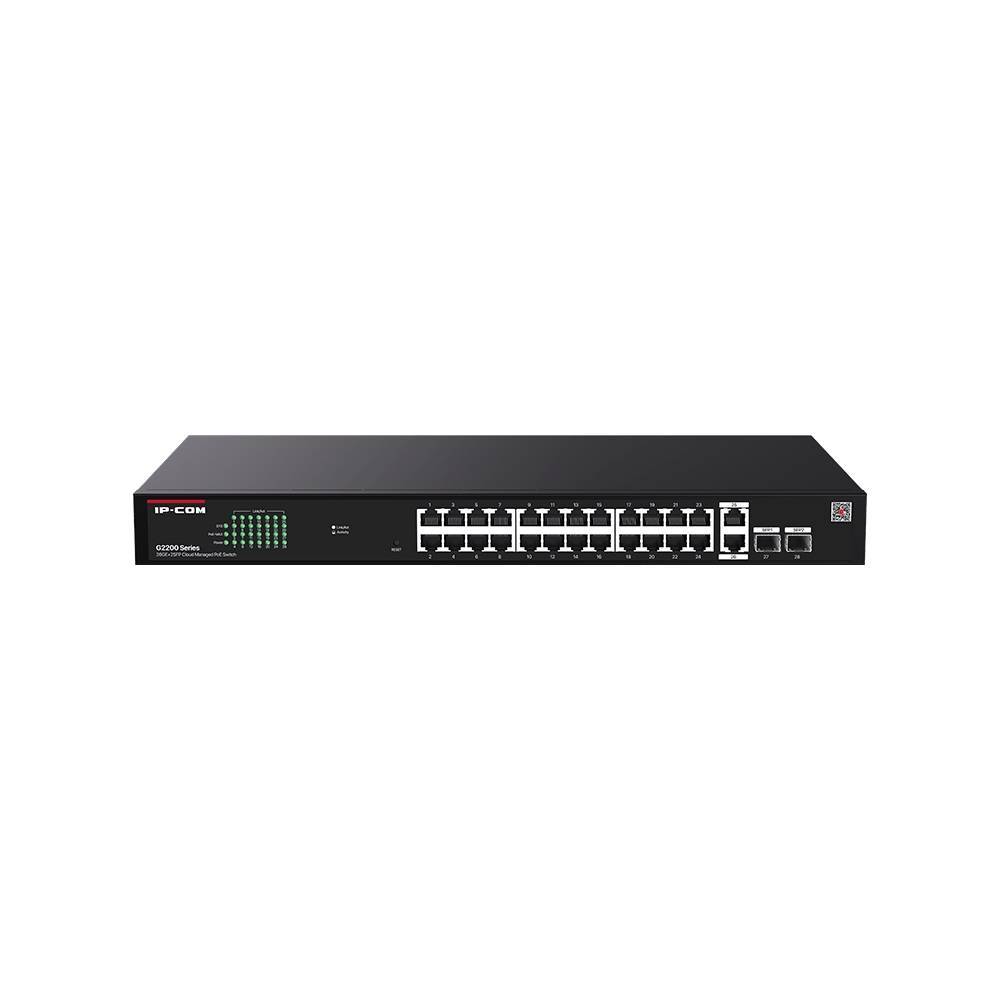 IP-COM G2228P-24-410W Web smart коммутатор с 26 гигабитными портами и 2 SFP-портами, PoE 24х30Вт (до 370Вт)