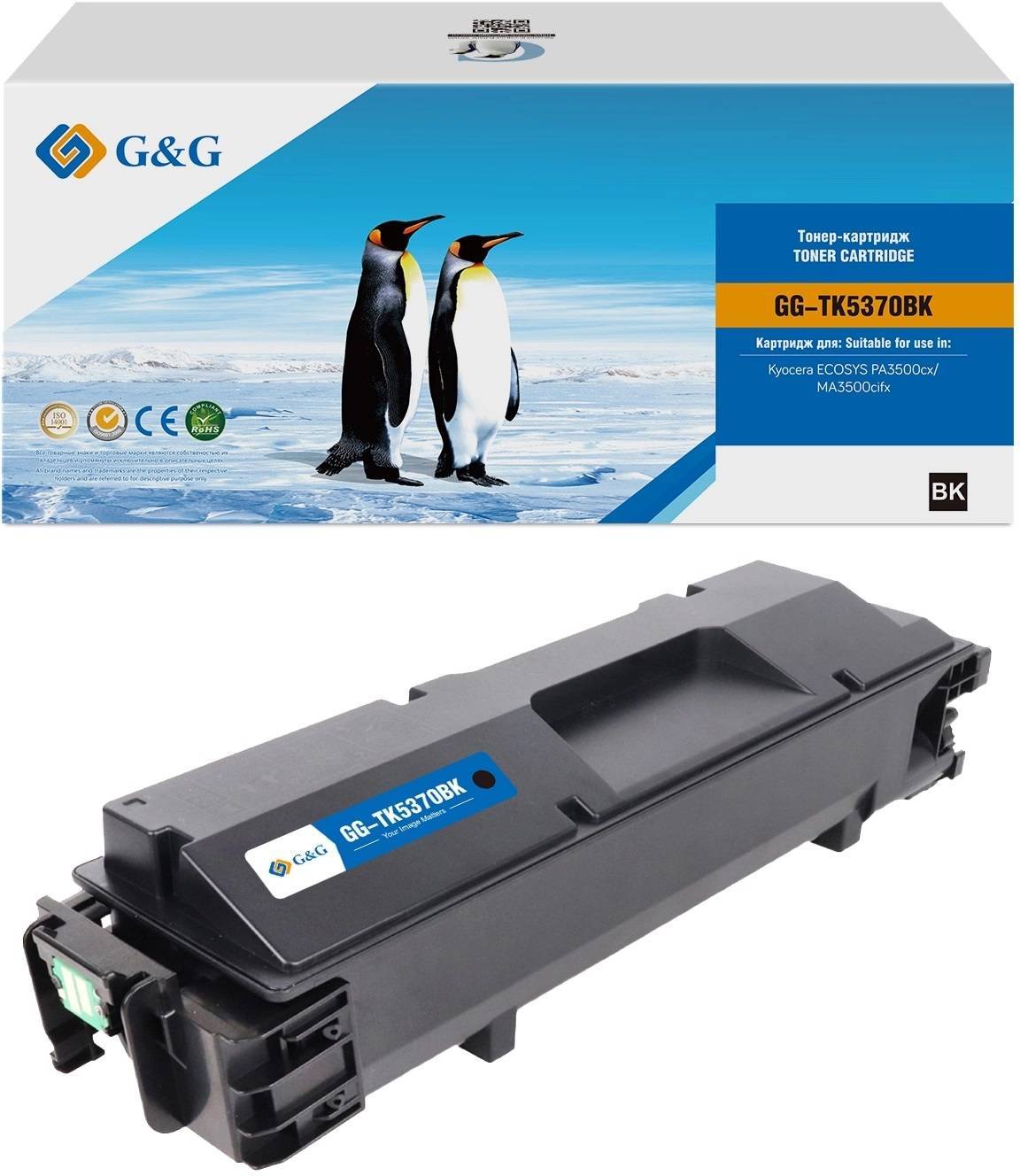 Тонер-картридж G&G, аналог Kyocera TK-5370BK черный 7k с чипом