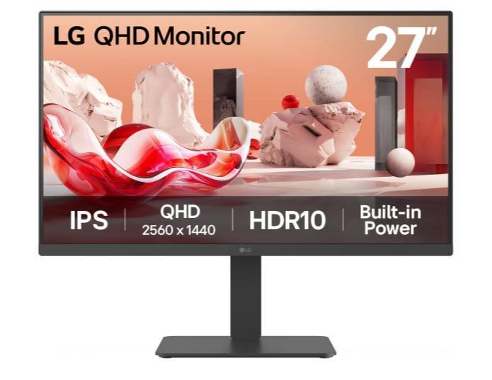 МОНИТОР 27" LG 27BA45QB-B Black с поворотом экрана (IPS, 2560x1440, 75Hz, 5 ms, 178°/178°, 350 cd/m, 1000:1, +2xHDMI2.0)