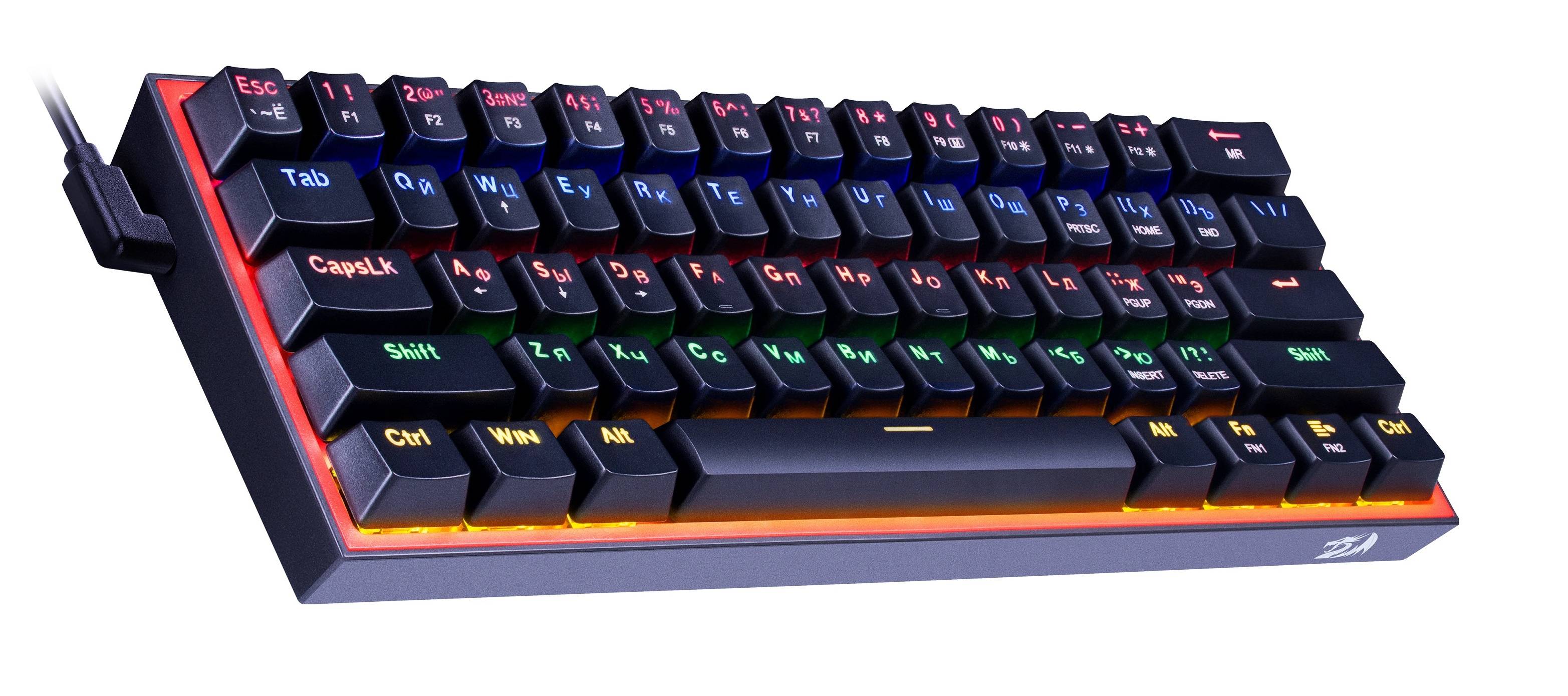 Redragon Механическая клавиатура Fizz RU,радужн,черный,61кн