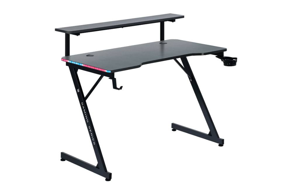 Defender Игровой компьютерный стол Adamant полка,подвесы,черн,МДФ,RGB