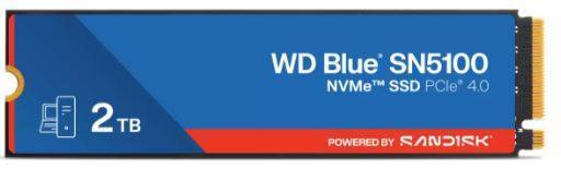 Твердотельный диск 2TB WD Blue SN5100, NVMe, M.2 2280, PCI-E 4x4 [R/W - 7100/6700 MB/s]