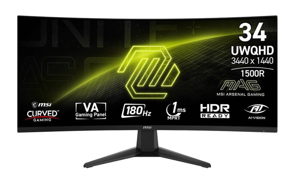 МОНИТОР 34" MSI MAG 346CQ Black  (VA,изогнутый, 3440x1440, 180Hz, 1ms, 178°/178°, 300 cd/m², 4000:1, +2x HDMI 2.0, +DP )