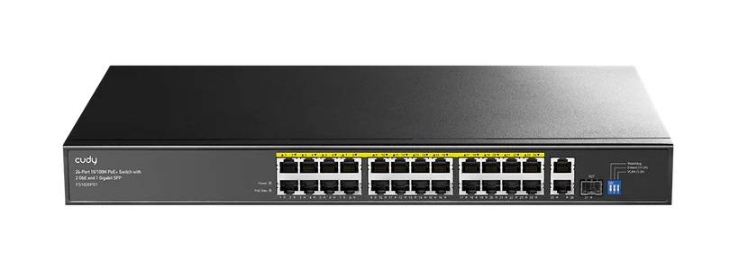 Cudy FS1026PS1 Коммутатор с 24 портами 10/100 Мбит/с, 2 гигабитными портами, портом SFP и поддержкой PoE+ (300 Вт)