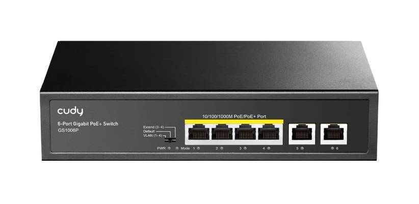 Cudy GS1006P Коммутатор с 6 гигабитными портами и поддержкой PoE+ (65 Вт)