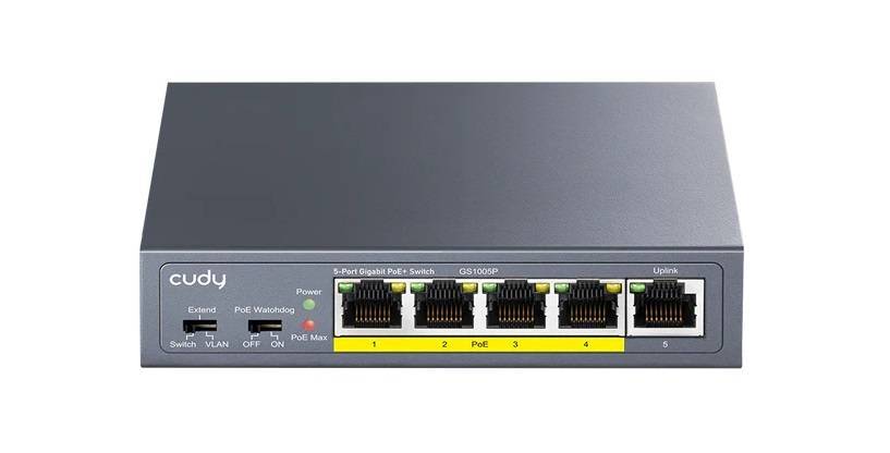 Cudy GS1005P Коммутатор с 5 гигабитными портами и поддержкой PoE+ (60 Вт)