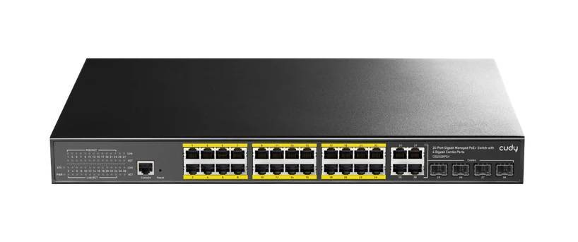 Cudy GS2028PS4-300W Управляемый коммутатор 2-го уровня с 24 гигабитными портами, 4 гигабитными комбинированными портами