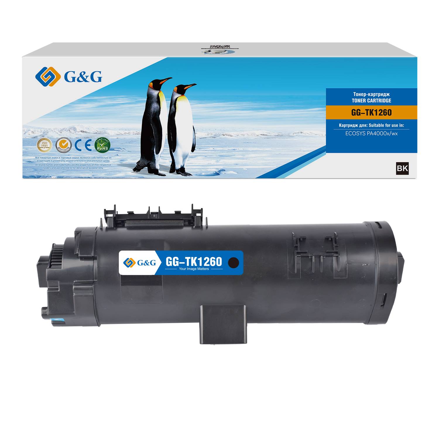 Тонер-картридж G&G, аналог Kyocera TK-1260 10k с чипом