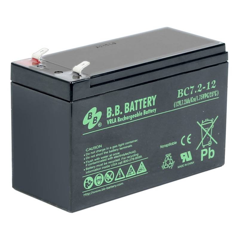 Аккумуляторная батарея B.B. Battery BC 7.2-12 BB (12V 7,2Ah ДхШхВ 151x65x100 мм, масса 2,2 кг) клеммы F2