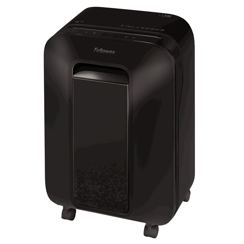 Fellowes® Шредер Powershred LX200, черный, DIN P-4, 4х12 мм, 12 лст., 22 лтр., Jam Proof, SafeSens.