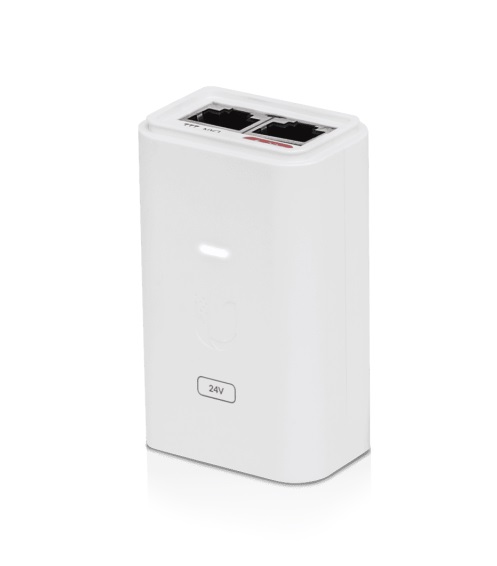 Ubiquiti POE-48-24W-WH Блок питания РоЕ 48-24W, 48В, 0.5А, Passive PoE, LAN 1х100 Мбит/с, белый