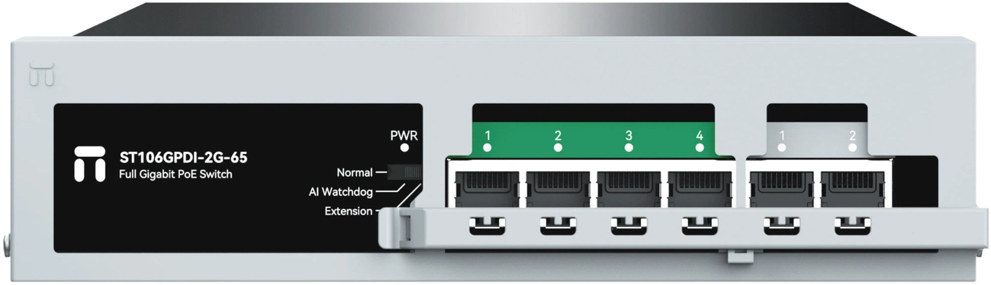 Netis ST106GPDI-2G-65 Коммутатор неуправляемый, 4x1 Гбит/с, SFP/uplink RJ-45 2x1 Гбит/с, PoE 4x30 Вт (до 65 Вт)