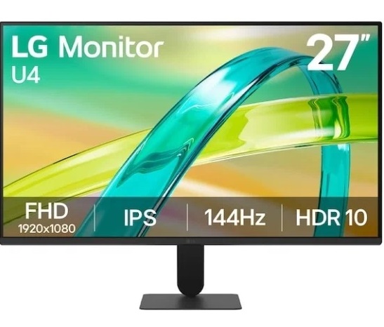 МОНИТОР 27" LG 27G411A-B Black  (IPS,1920x1080,144Hz, 5 ms, 178°/178°,250 cd/m,1500:1,+HDMI 2.0+DP1.4)