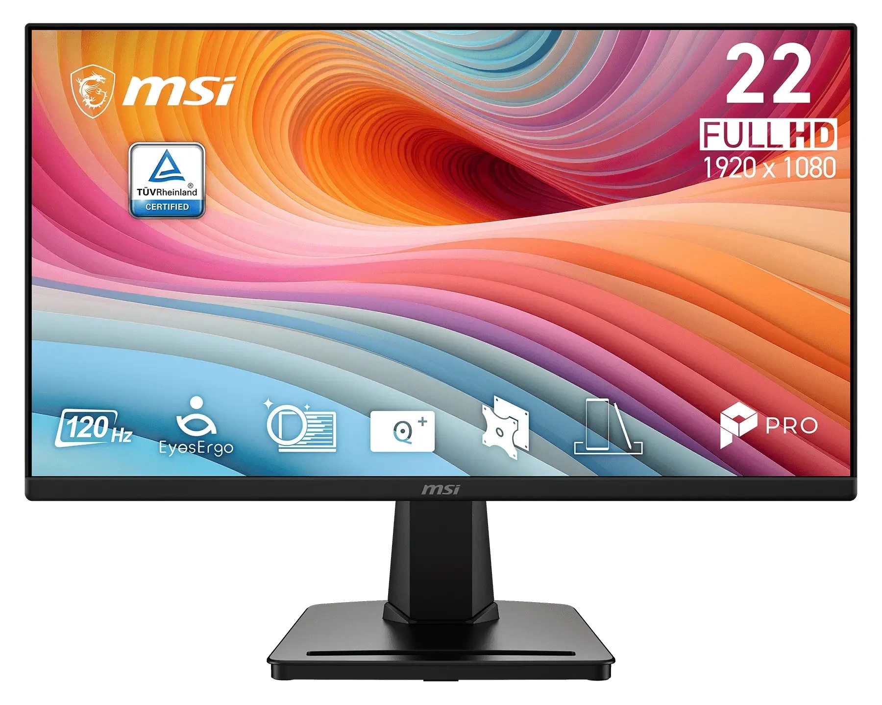 МОНИТОР 21.5" MSI PRO MP225 Black (IPS, 1920x1080, 120Hz, 1ms, 178°/178°, 300 cd/m², 1300:1, +HDMI,+VGA)