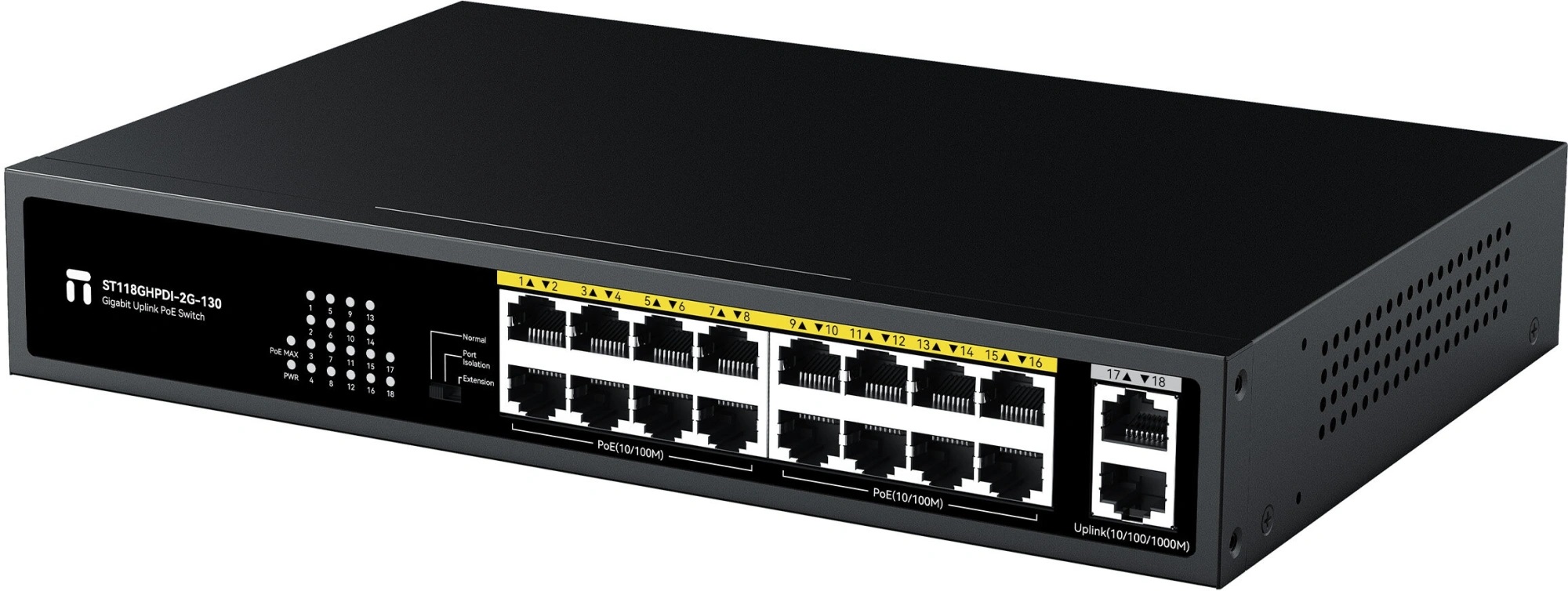 Netis ST118GHPDI-2G-130 Коммутатор неуправляемый PoE, L2, 16x100 Мбит/с, PoE 16х15 Вт (до 120Вт)