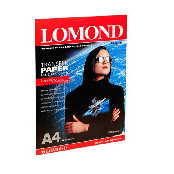 Термотрансфер LOMOND A4 (21X29,7см) 10л для струйн. цв. принтера, темный
