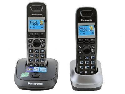 Р/телефон Panasonic KX-TG2512RU2 (темно-серый металлик, черный, 2 трубки)