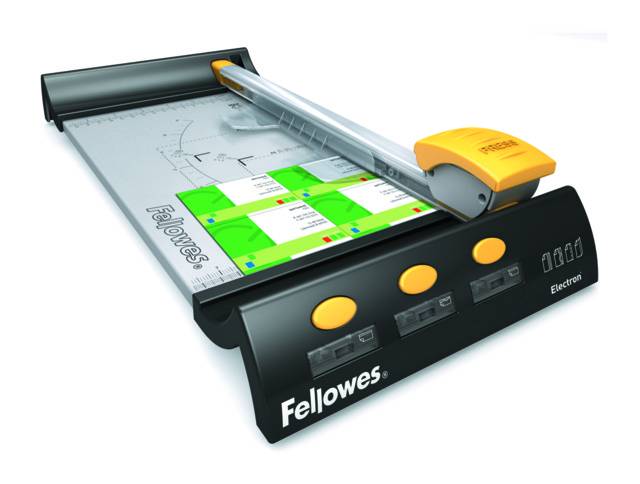 Fellowes® Резак дисковый ELECTRON A4, 10 лст., SafeCut™, 4 картриджа (прямой, биговка, пунктир, волна), SafeCut™Guide