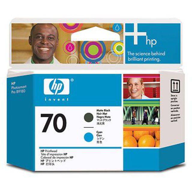 Печатающая головка HP 70 черная матовая и голубая (16000 стр)